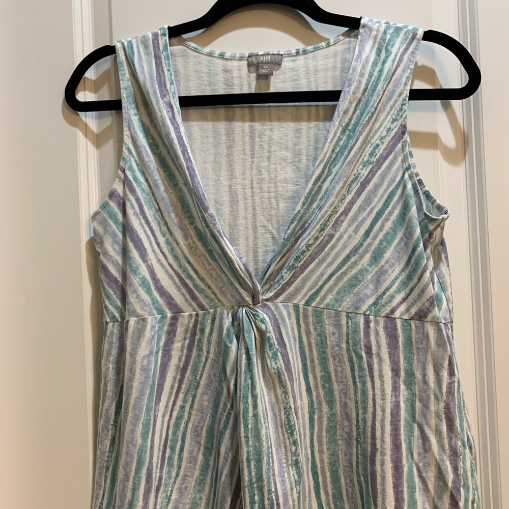 J. Jill XS Striped V-Neck Tank Top Shirt armpit to armpit 18” length 25”